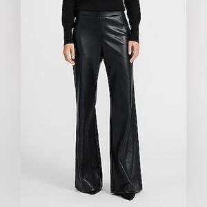 NWT Express Pull-on Faux Leather Mid Rise Flare Trouser
